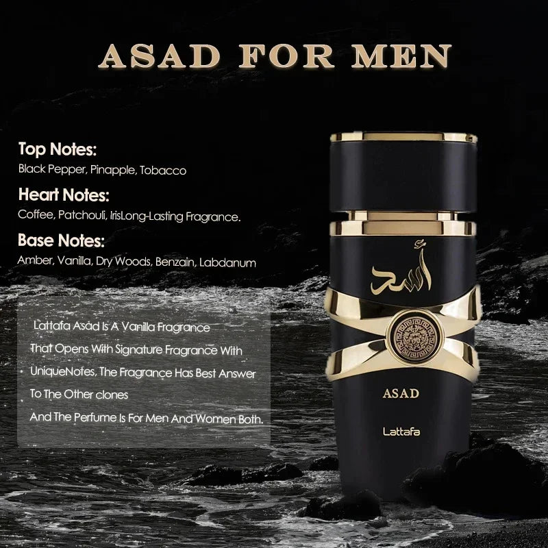 100ml Original Asad Men's Eau De Toilette High Quality Unisex Arabian Perfume Pheromone Arabic